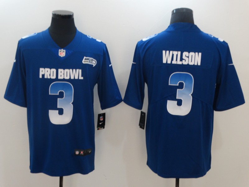 Men's Seattle Seahawks Russell Wilson #3 Blue Jersey